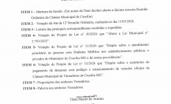Pauta da 13ª Reunião Ordinária dia 18/05/2026 às 19 h Pauta da 13ª Reunião Ordinária dia 18-05-2026 às 19 hrs